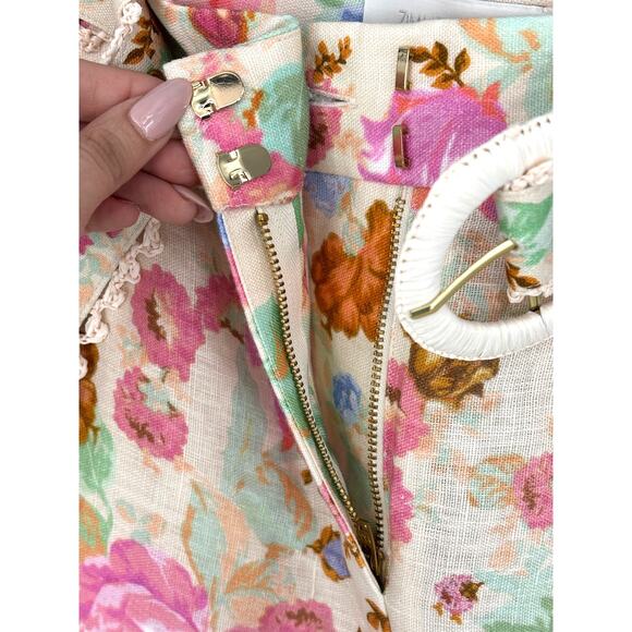 NWT Designer Zimmerman Raie Floral Crop Flare Linen Pants Size OP - Picture 15 of 16